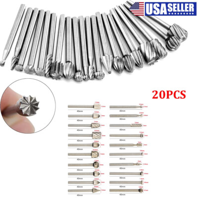 #ad Tungsten Carbide Rotary Burr Bit Set 1 8quot; Cutting Carving Burrs for Dremel Tool. $12.99