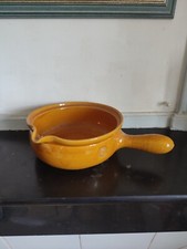 Poêlon poterie en terre cuite vernissée Ravel Aubagne orange/jaune provence
