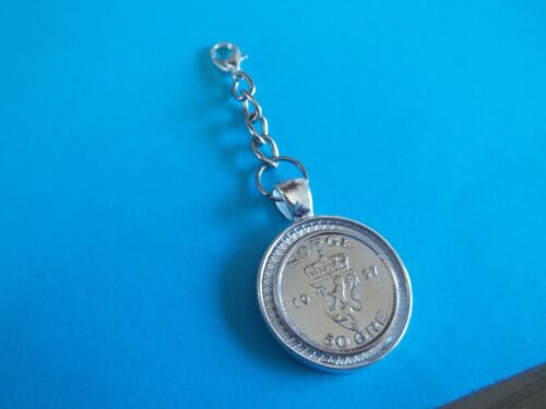 FIFTY (50) ORE COIN - NORWAY - NORGE - SILVER CASED PENDANT/CHARM - 1956 to 1985 - 第 1/12 張圖片