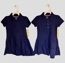 Lot Of 2 French Toast Girls' Ruffle Pique Polo Dress Jumper Navy Size 4T