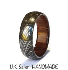 Damascus Steel Ring Band 8mm
