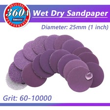 25mm 1 inch Sanding Discs Hook and Loop Pads 60-10000 Grit Wet Dry Sandpaper
