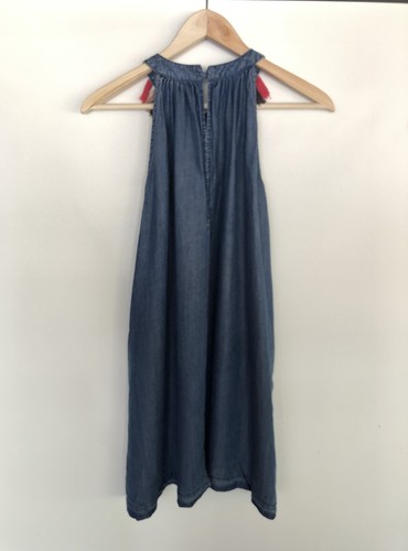 PHILOSOPHY REPUBLIC Size 2 NEIMAN MARCUS Tassel Neck Chambray Dress Sleeveless - Picture 7 of 12