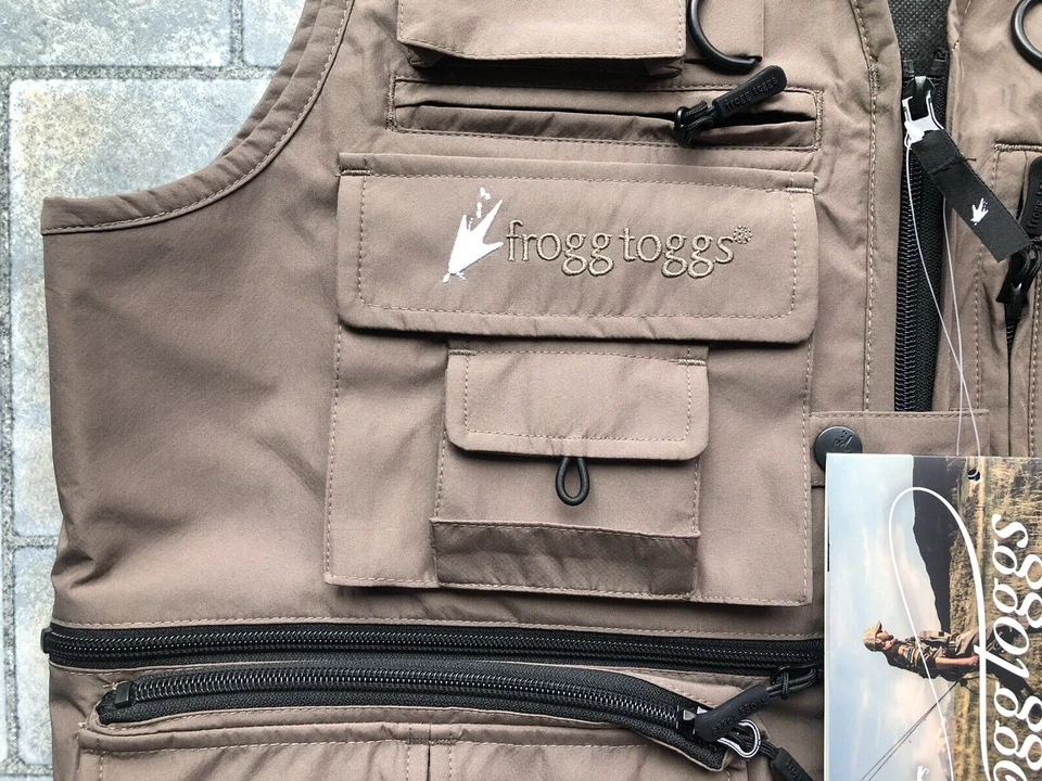 全新 Frogg Toggs 小号 HellBender 包 Toadskinz 飞钓背心 / 石色 S — 第 4/4 张图片