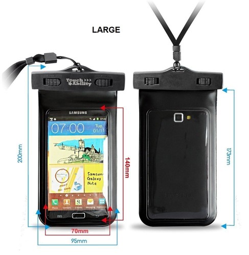 TouchAbility Waterproof Pouch Dry Bag Case For Mobile Phones, iPhone, Galaxy etc - Picture 5 of 11