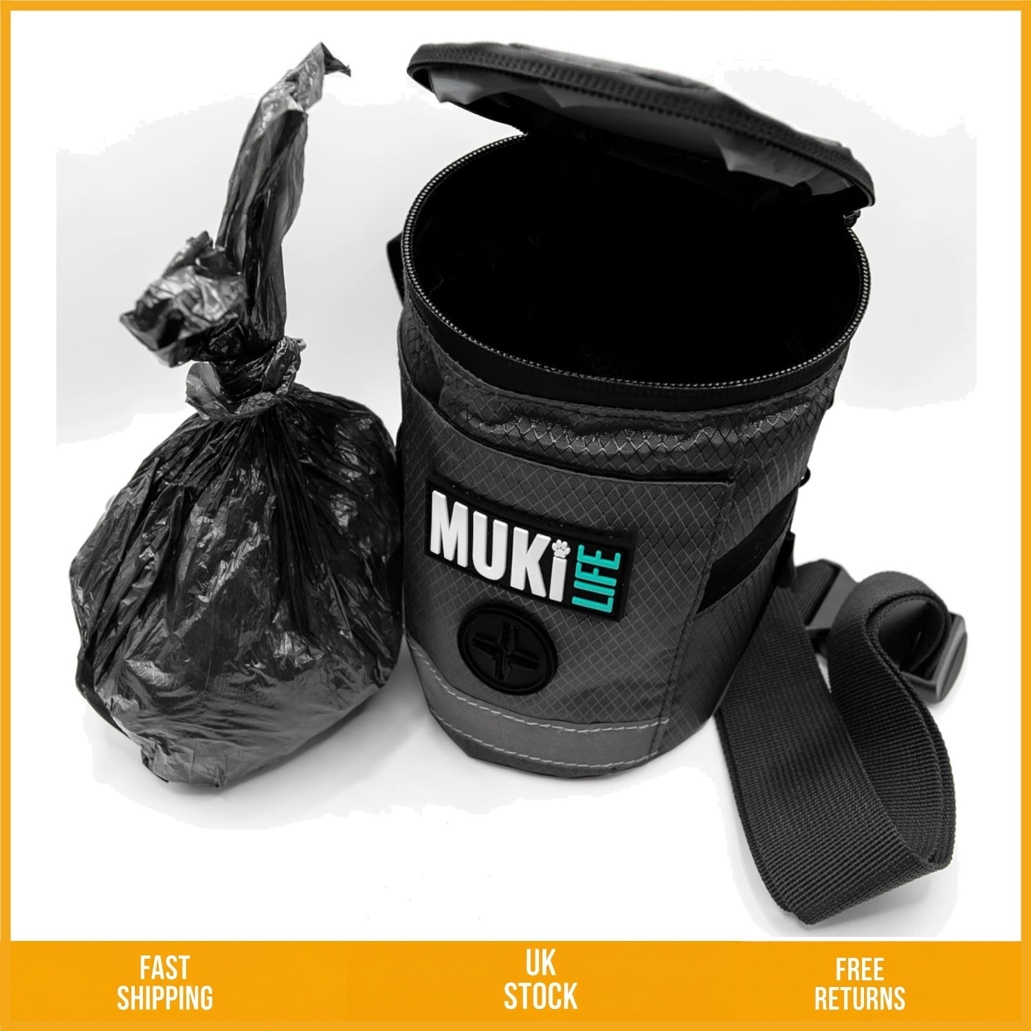 Smell Proof Dog Waste Carrier Pouch and Treat Bag with Waist Strap 12x12x19cm