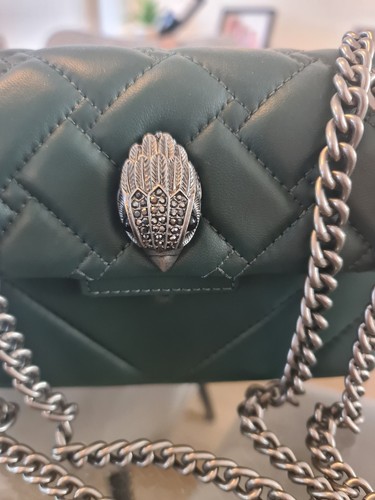 Kurt Geiger Mini Kensington Leather Bag Dark Green Silver Chain Bnwt Stunning - Picture 4 of 11