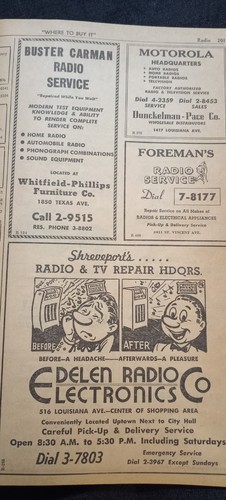 Rare 1952 SHREVEPORT BOSSIER BENTON LA Southern Bell Telephone Book Yellow Pages - Picture 12 of 19