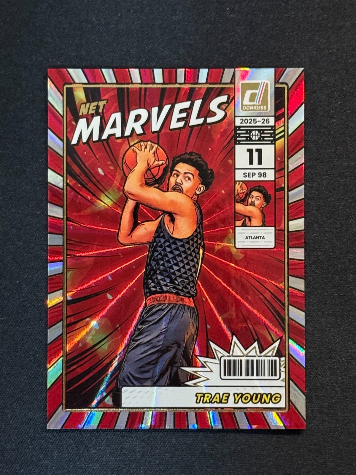 2025-26 Donruss #13 Trae Young Net Marvels Holo Laser