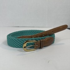 Torino Belt Size 38 Stretch Knit Woven Made in USA Teal Aqua Green Blue