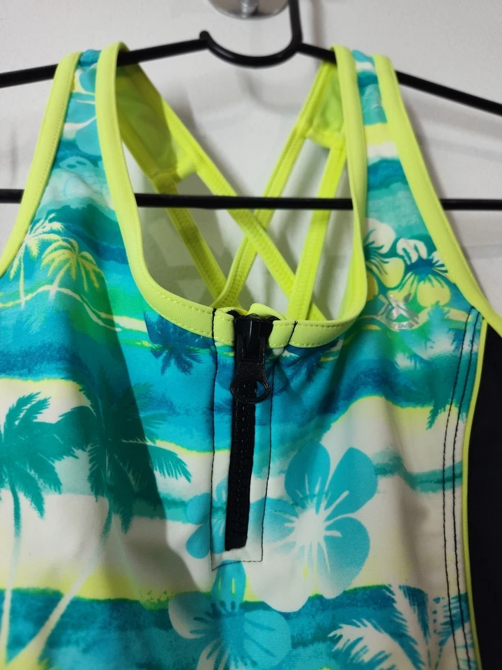 ZEROXPOSUR Traje de Baño de Una Pieza Jóvenes Niñas 10/12 Mediano M Negro Verde Amarillo Foto 2 de 4