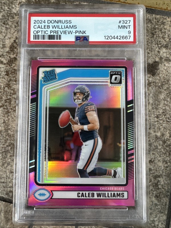Panini 2024 Donruss Optic Preview Pink Prizm Caleb Williams #327 PSA 9