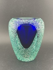 Vintage Alessandro Mandruzzato Murano Faceted Textured Sommerso Art Glass Vase
