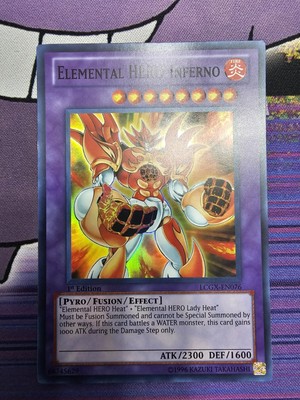YUGIOH TCG ELEMENTAL HERO INFERNO LCGX-EN076 SUPER 1ST EDITION NM