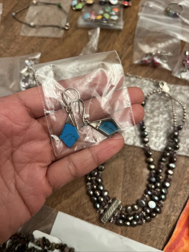 Lote mixto de joyas de plata de ley .925 con piedras preciosas Foto 3 de 4