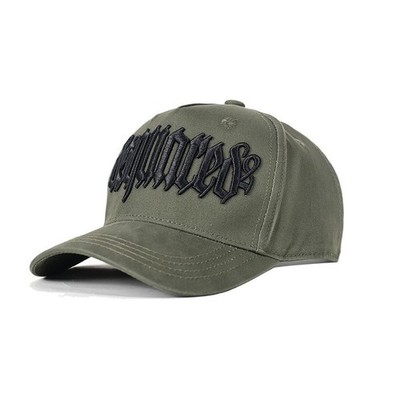 NWT DSQUARED2 Green Dad Cap Thick Raised Black Gothic Embroidery Daily Wear Hat