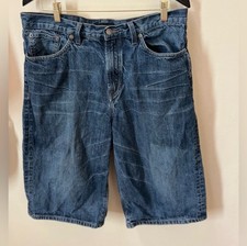 Sean John Denim Jeans Shorts Mens 34 Blue Button Zip Pockets Baggy Y2K