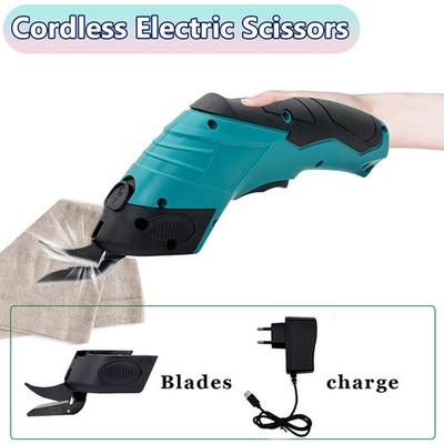 4V Cordless Electric Scissors with USB Rechargeable Powerful Cutting Blade
