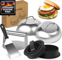 Burger Set Mit Edelstahl Glocken & 3-In-1 Presse FüR Perfekte Grillergebnisse