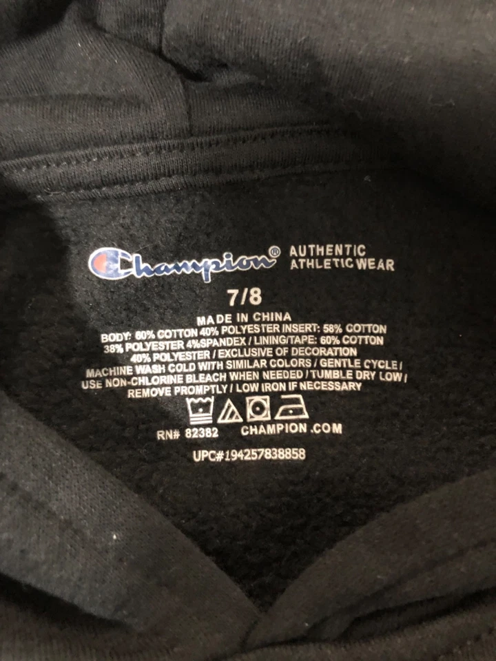 Champion Athletic Negro Juvenil Niños Pullover-Sudadera con Capucha Talla (7/8) Rosa Logo Foto 3 de 4