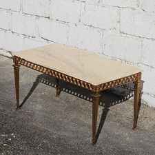 Vintage Marmor & Messing Couchtisch–Cocktail Tisch-Regency-Stil–70er Jahre