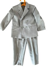 1980's Toddler Michael James Gray Pinstripe Double Breasted Two Piece Suit 3/4