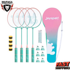 Badminton Rackets Set of 4 with Shuttlecocks Bag Lightweight Beginner Adults