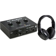 M-Audio M-Track Solo USB Audio Interface and Headphones