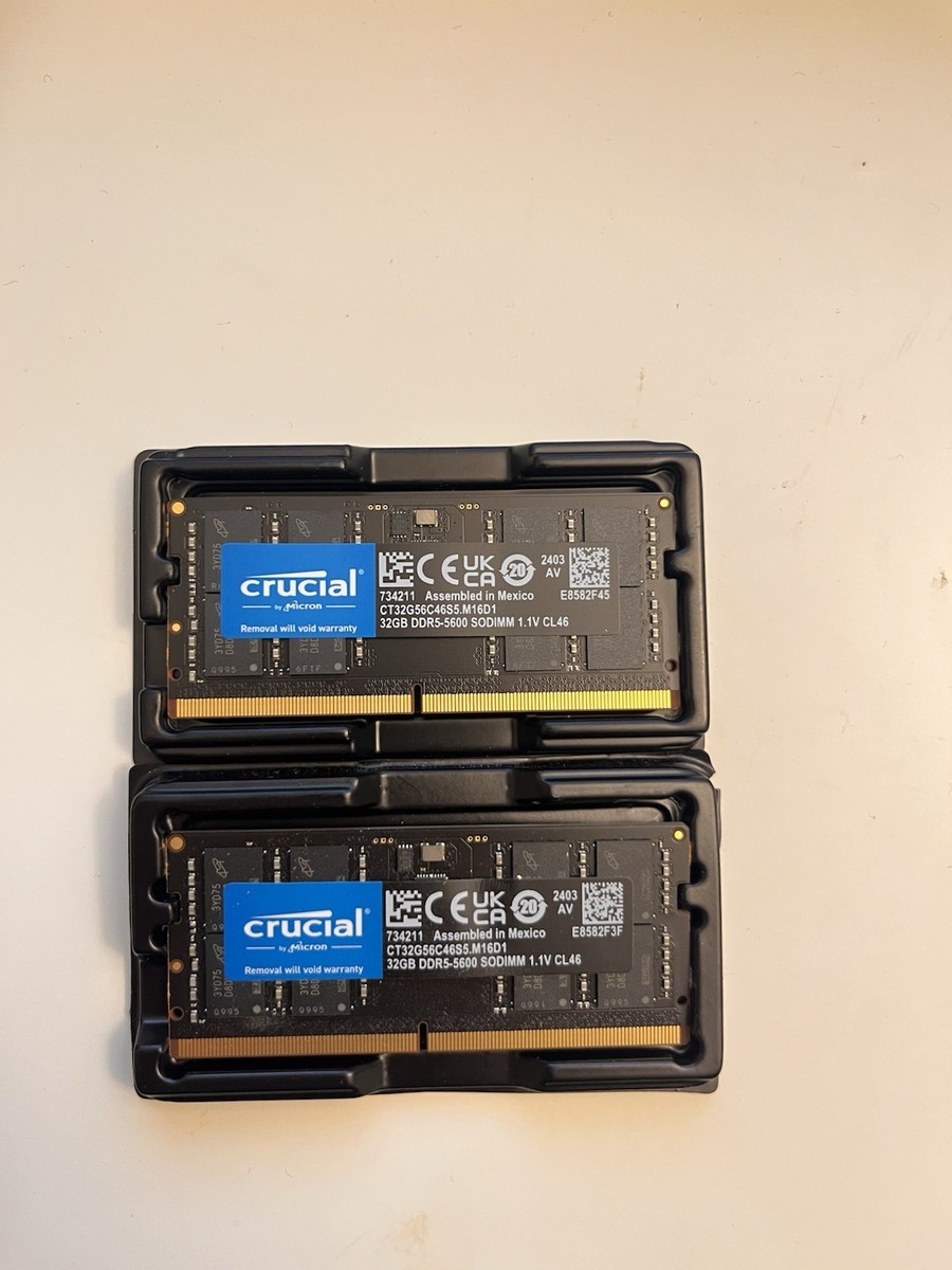 Crucial - 64GB Kit (2x32GB) DDR5 5600MHz C46 SODIMM Laptop Memory