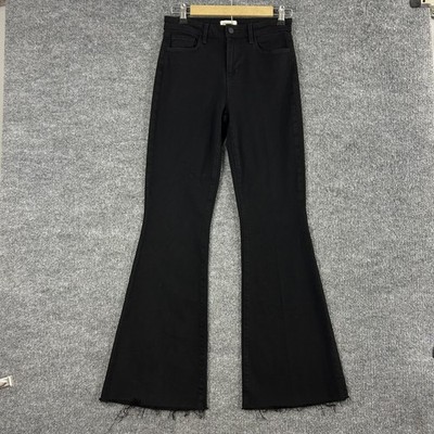 LAgence Jeans 26 Sera Flare Mid Rise Saturated Black Denim Chic Casual Work