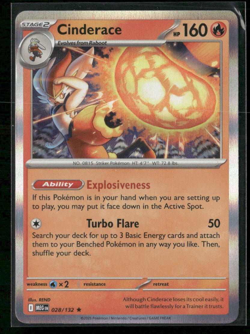 Cinderace ME01: Mega Evolution 028/132 Holo NM