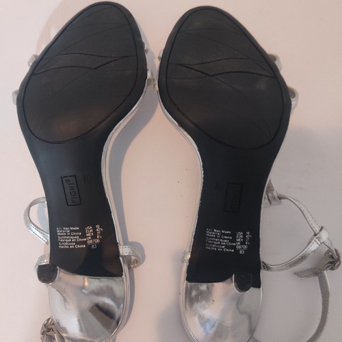 Women's Strappy Stiletto Silver Metallic 3.5" High Heel Stylish Sandals Size 10 - Picture 8 of 12