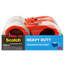 Scotch Packaging Tape: 1.88 in. x 54.6 yds. Clear 4-rolls 4 dispensers