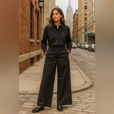 Vintage MARITH   FRAN OIS GIRBAUD Black Wide-Leg Trousers Y2K made Italy US 27