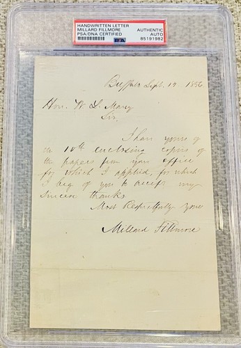 Millard Fillmore 13th President Hand Written Letter 1856 Nice Autograph PSA/DNA