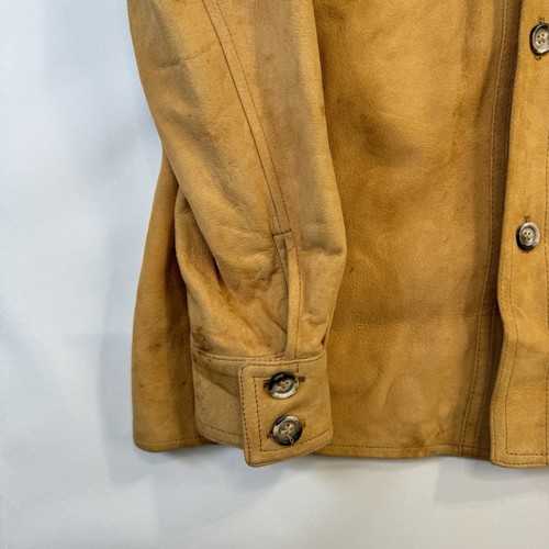 VTG Abercrombie & Fitch Suede Buckskin Shirt Jacket Tan Western Workwear L/XL - Picture 2 of 23