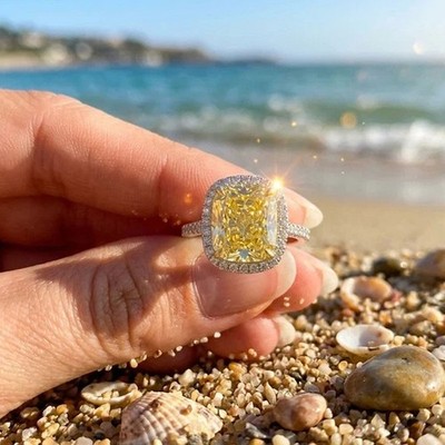 Halo Hochzeit Verlobungsring 3.30 Kt  Kissen Diamant 14 Karat Weißgold-Finish