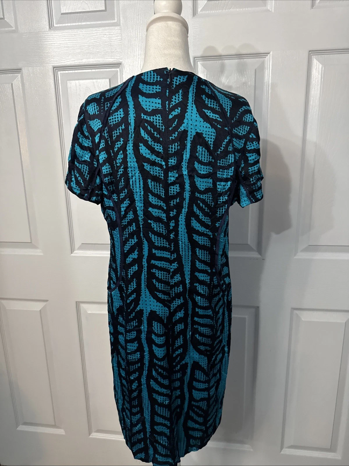 Abito donna TORY BURCH Congo foglia modesto seta taglia 14 manica ad aletta verde acqua