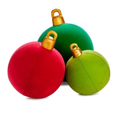 FUNBOY Inflatable Flocked Holiday Ornament Set Red Green Outdoor Indoor Decor