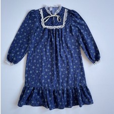 Vtg 70s 80s MONTGOMERY WARD Floral Ruffle Cottagecore Dress / 5/6 Sleepwear