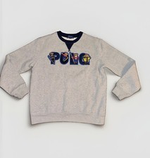 Polo Ralph Lauren Boys Crewneck Sweater Size L 14/16 Polo Bear Patches Gray Ski