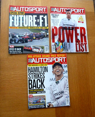 3 x Autosport Magazines 2014 & 2015