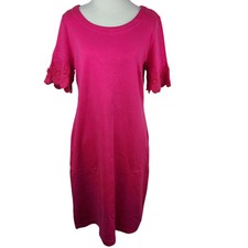 Talbots Pink Shift Dress Embroidered Sleeves Size Medium NEW