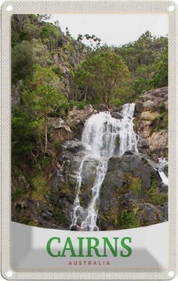 Blechschild 18x12 cm Cairns Australien Wasserfall Natur Bildmotiv Reisemotiv Abe