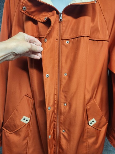 Weather Tamer Jacket Womens 3X Orange Rust Full Zip Snap Front Pockets No Hood - Picture 3 of 11