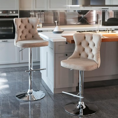Bar Stools Set of 2 Counter Stools Kitchen Chairs Modern Bar Stools with Back...