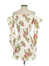 Reformation Dress SX Cream Linen Floral Print Smocked Cottagecore NWOT