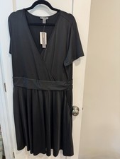 Love x Design Black Faux Wrap Short Sleeve V Neck Dress Womens Size XL