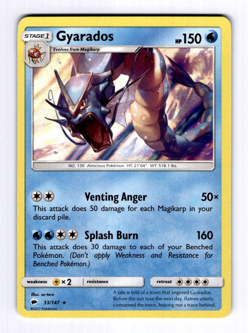 Gyarados SM - Burning Shadows #33 (2017) Holo NM Pokemon