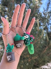 Set of 4 Cactus Keychains Cute Key Rings for Bags, purses, backpack